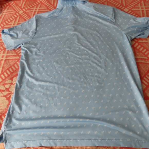 Good Good Polo Shirt Mens Large blue All Over Print Performance Stretch Logo - Picture 5 of 7